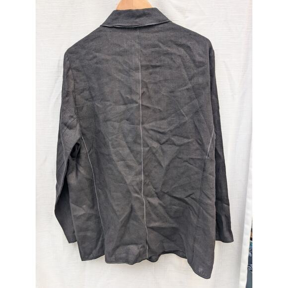 Harve Benard By Benard Holtzman Womens Linen Button Down Shirt L/XL Exposed Seam - Picture 5 of 6